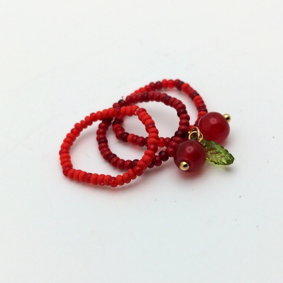 Chic Stacked Cherry Red Rings - Picture 15 of 15
